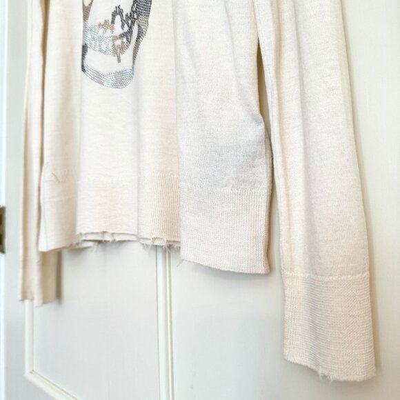 Zadig Voltaire Miss Camo Skull Ivory Merino Wool Sweater Size Large NWOT - Picture 8 of 16